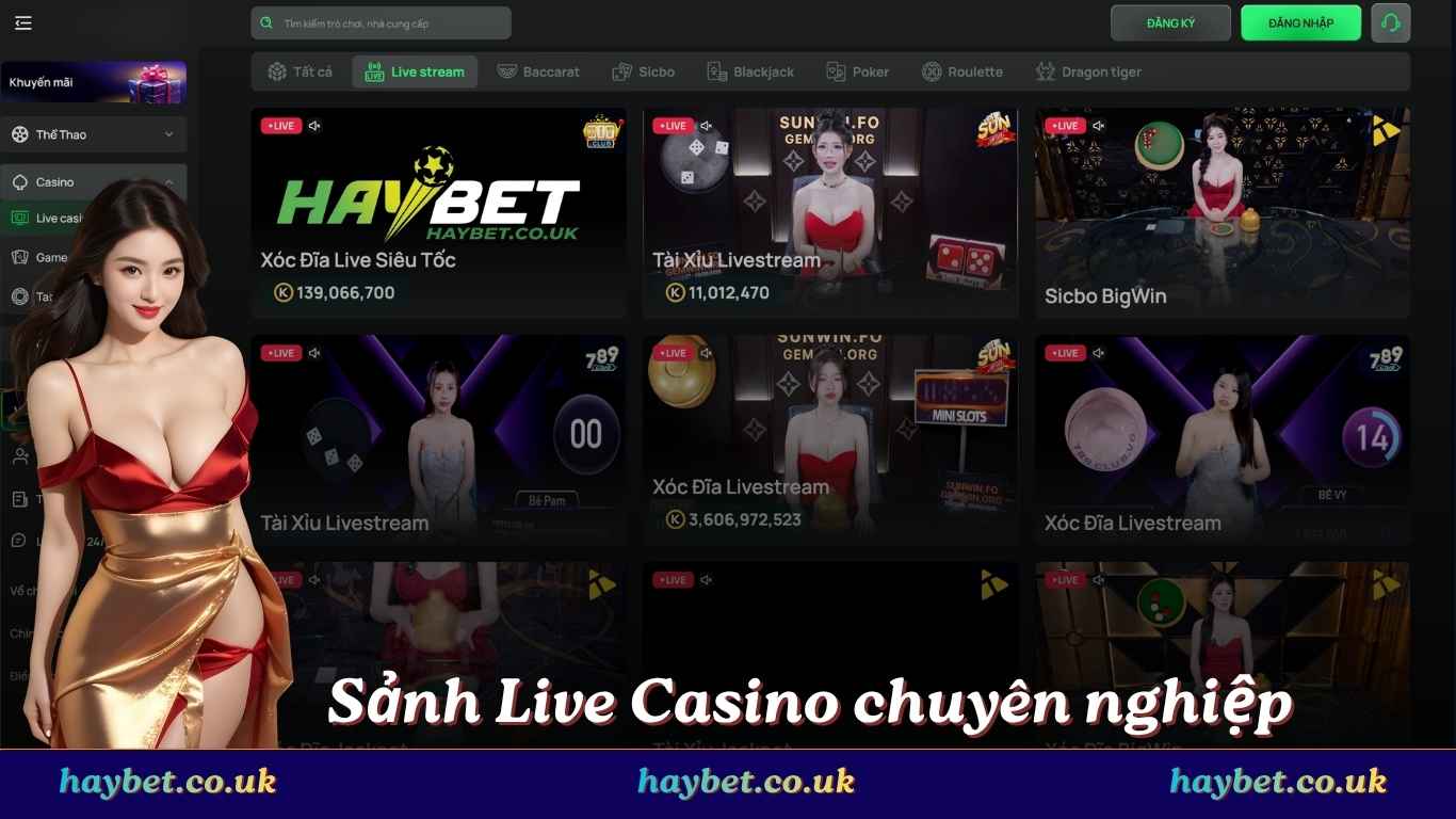 Sảnh Live Casino chuyên nghiệp trên nhà cái Haybet