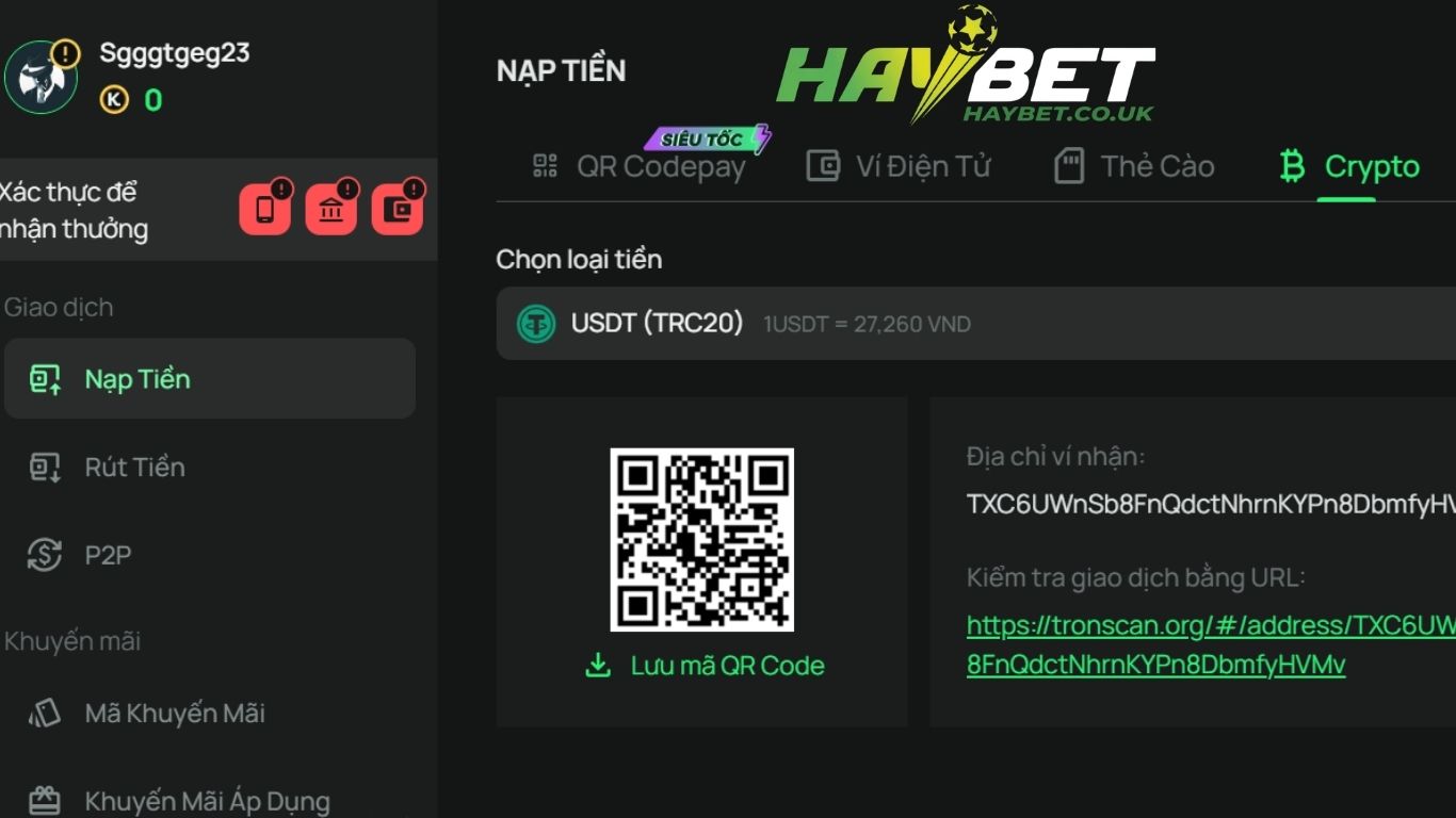 Điều cần lưu ý khi nạp tiền và rút tiền Haybet